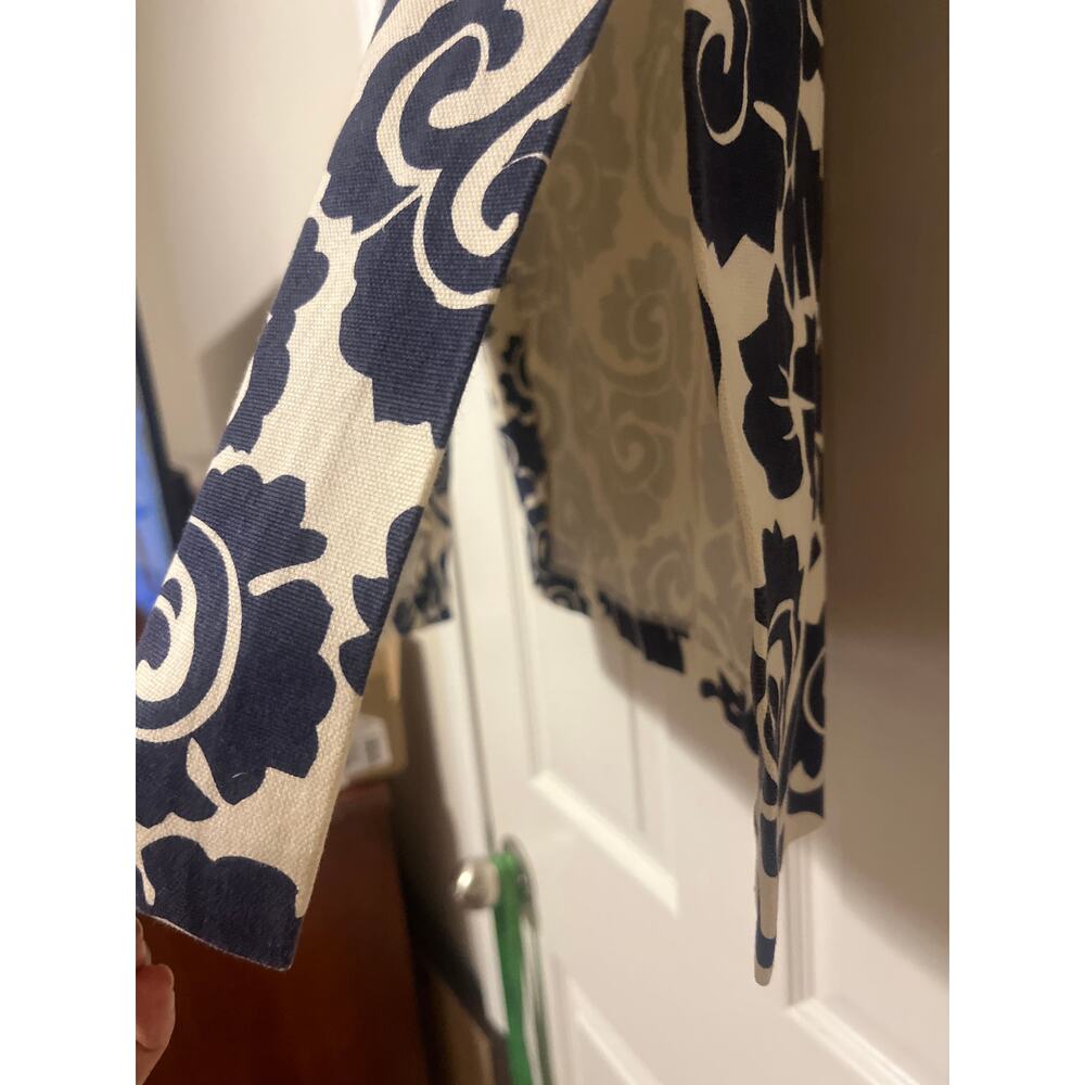 TORY BURCH PENCIL SKIRT SLITS PRINTED TWILL WALLPAPER FLORAL NAVY CREAM SZ US 6 - Picture 4 of 10